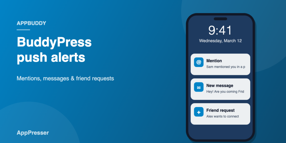 Phone lock screen with BuddyPress mention, message and friend request notifications