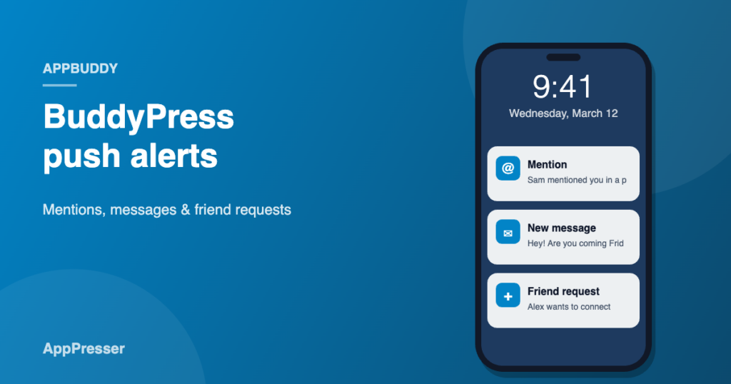 Phone lock screen with BuddyPress mention, message and friend request notifications
