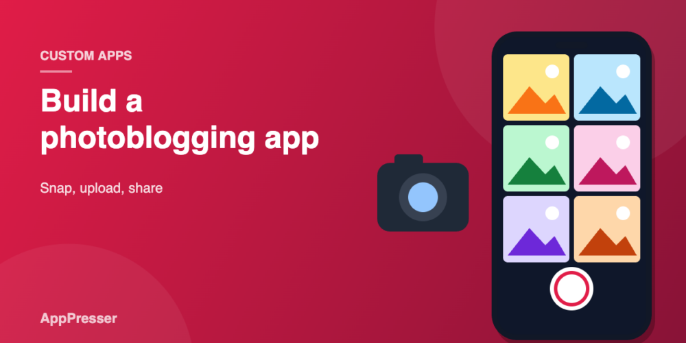 Phone with a photo grid and a camera for a photoblogging app