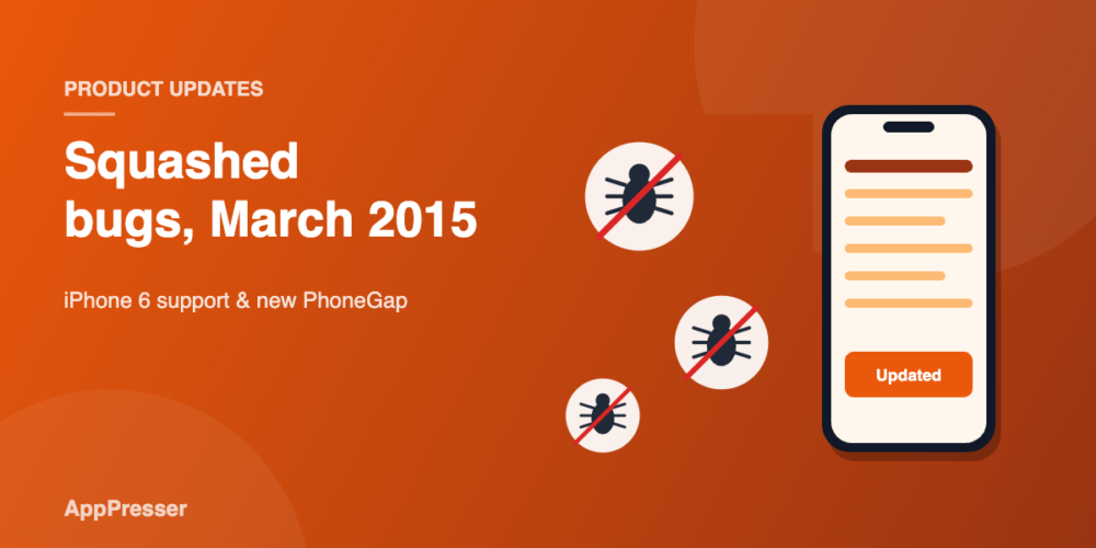 Squashed bugs next to an updated phone app