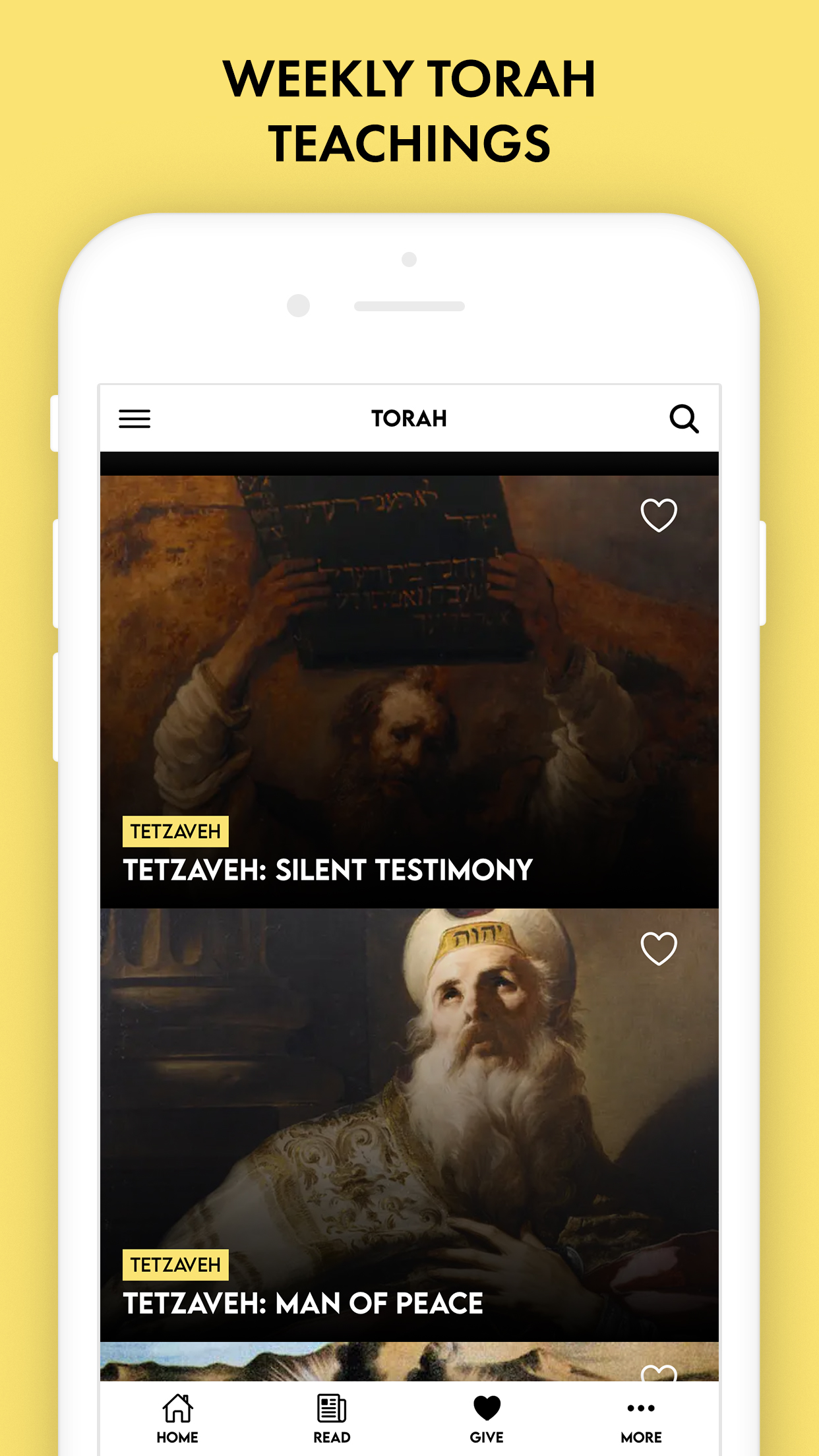 Accidental Talmudist app screenshot: Weekly Torah teachings follow the Torah portion of the week.