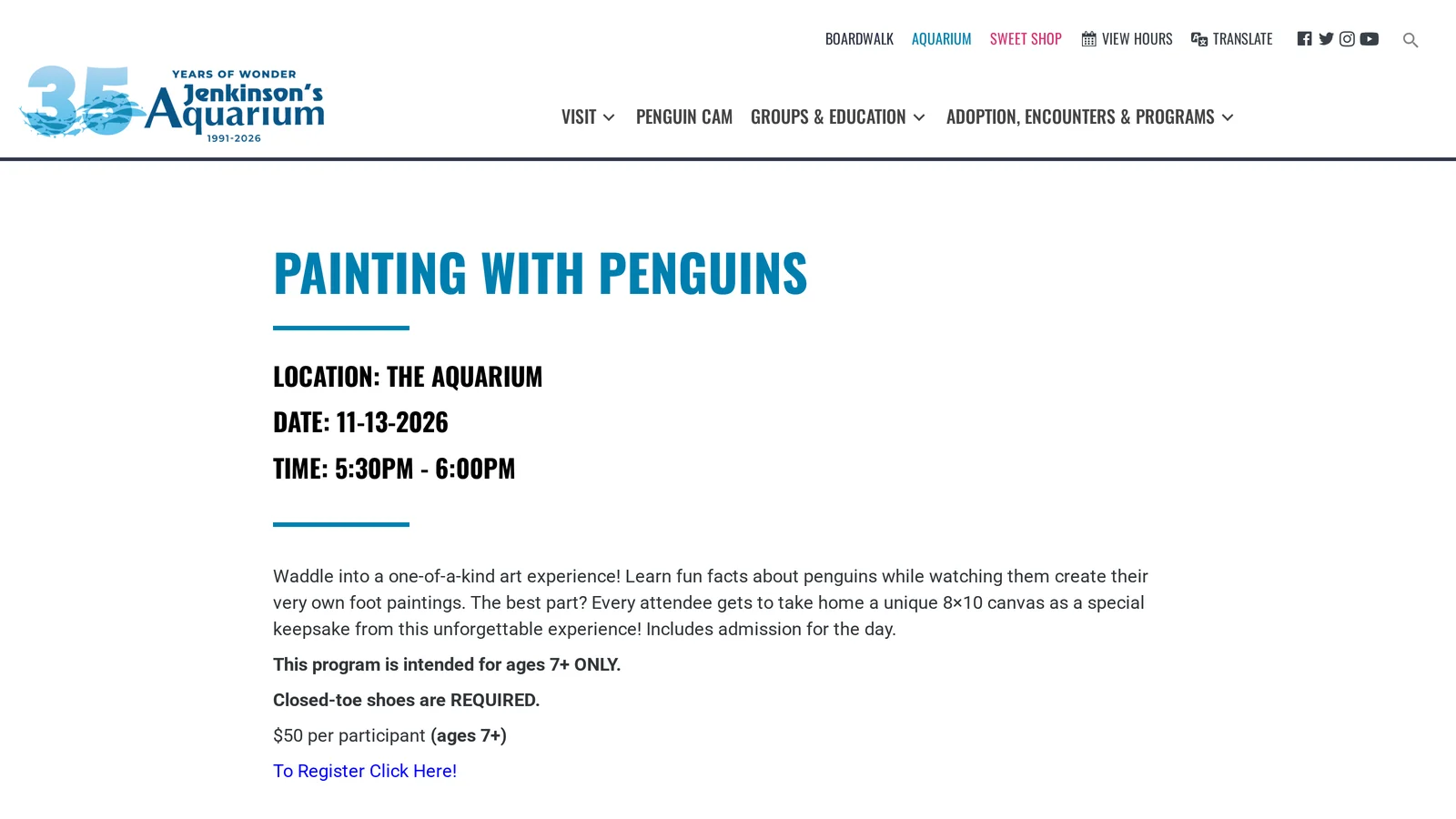 Aquarium program page