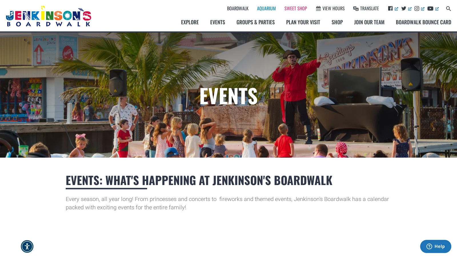 Events page with carousel and Event Browser