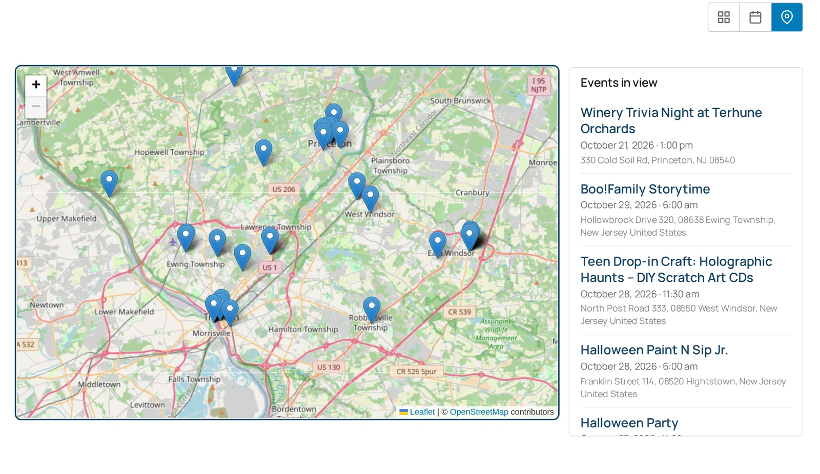 Events map view