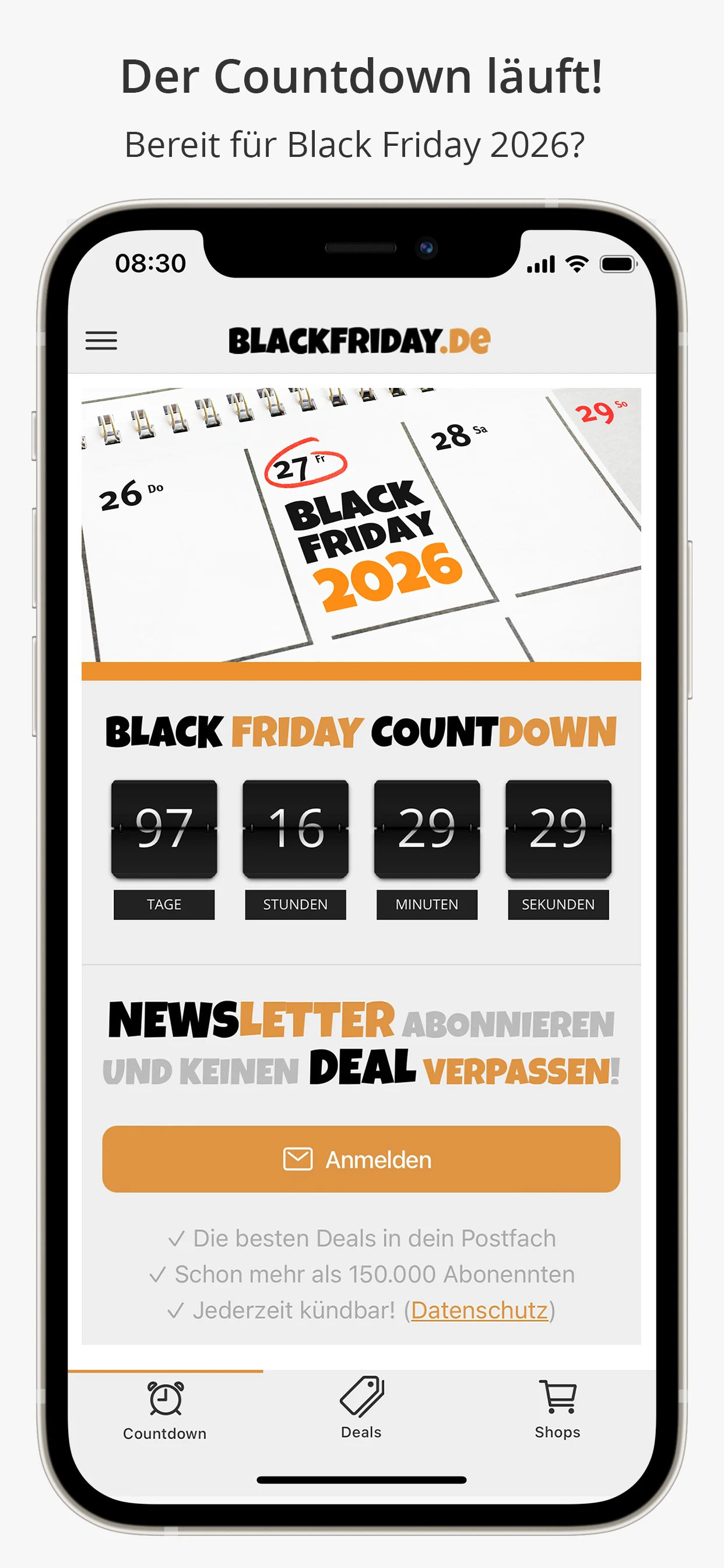 BlackFriday.de app screenshot: Der Countdown läuft.