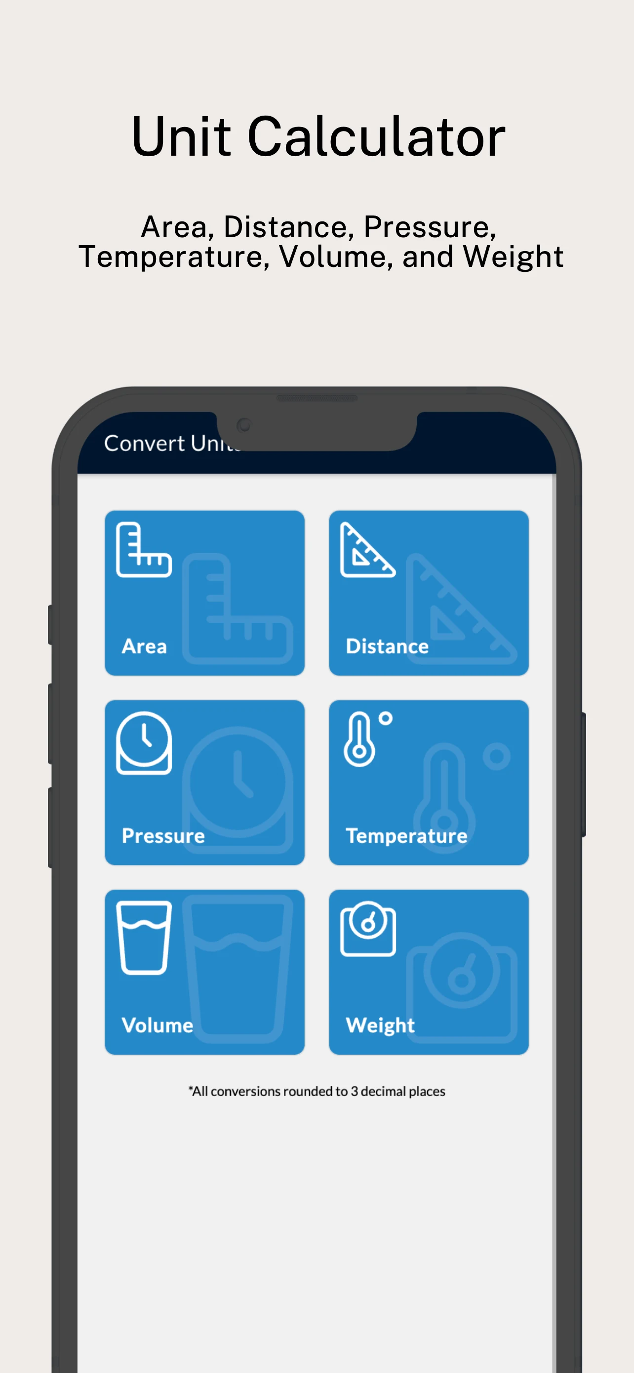 Gas and Unit Converter app screenshot: The unit calculator.