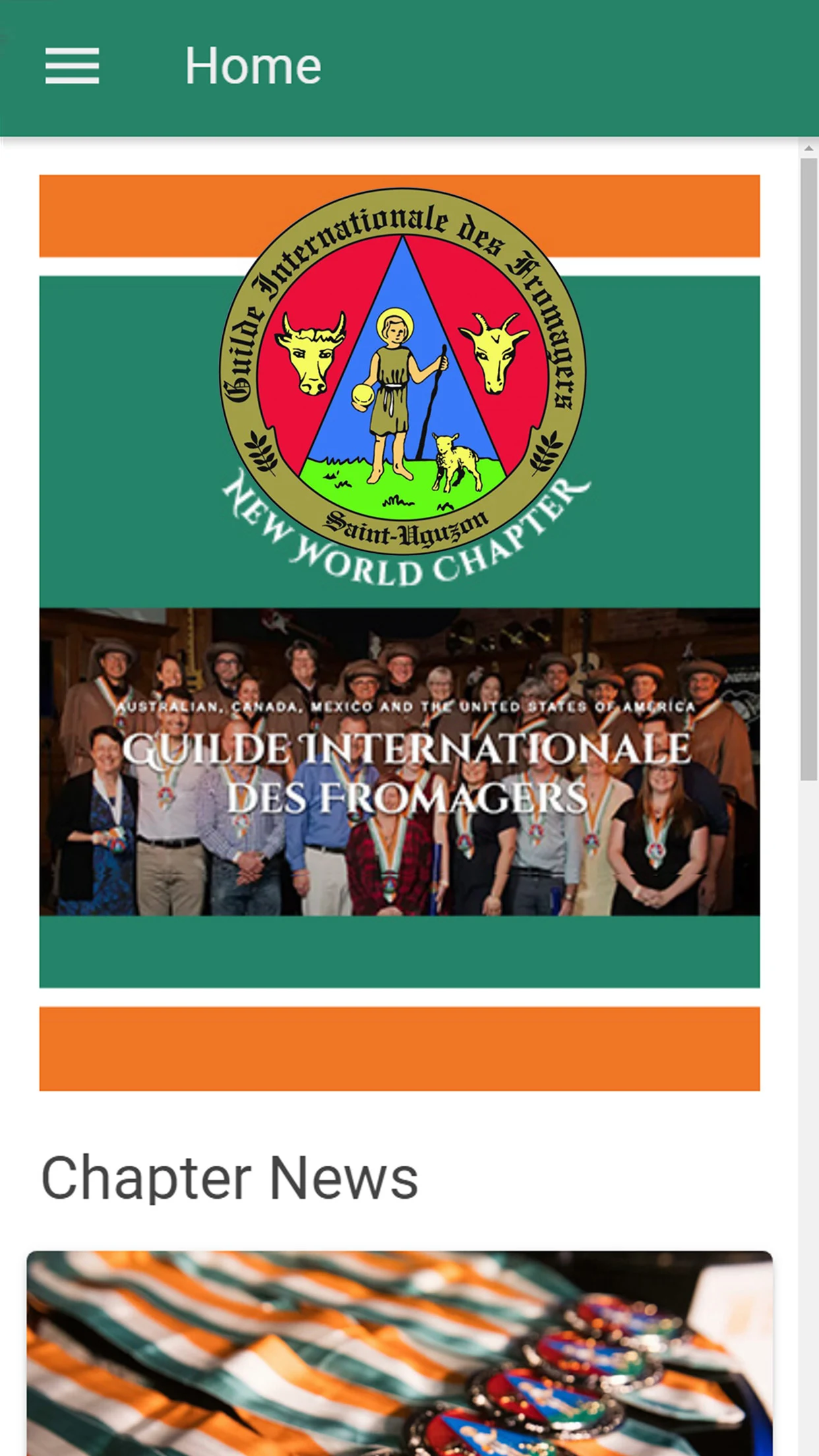Guilde Intl des Fromagers app screenshot: Welcome to the Guilde.