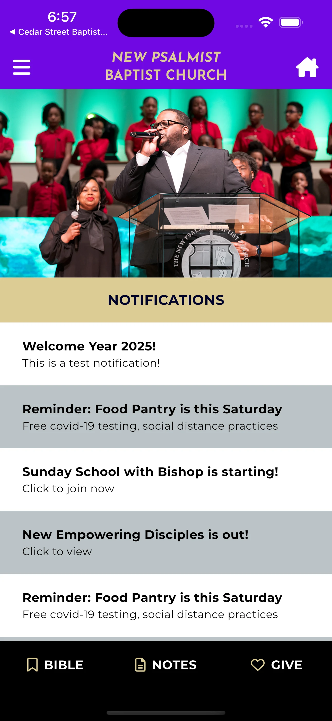 New Psalmist app screenshot: Notifications.