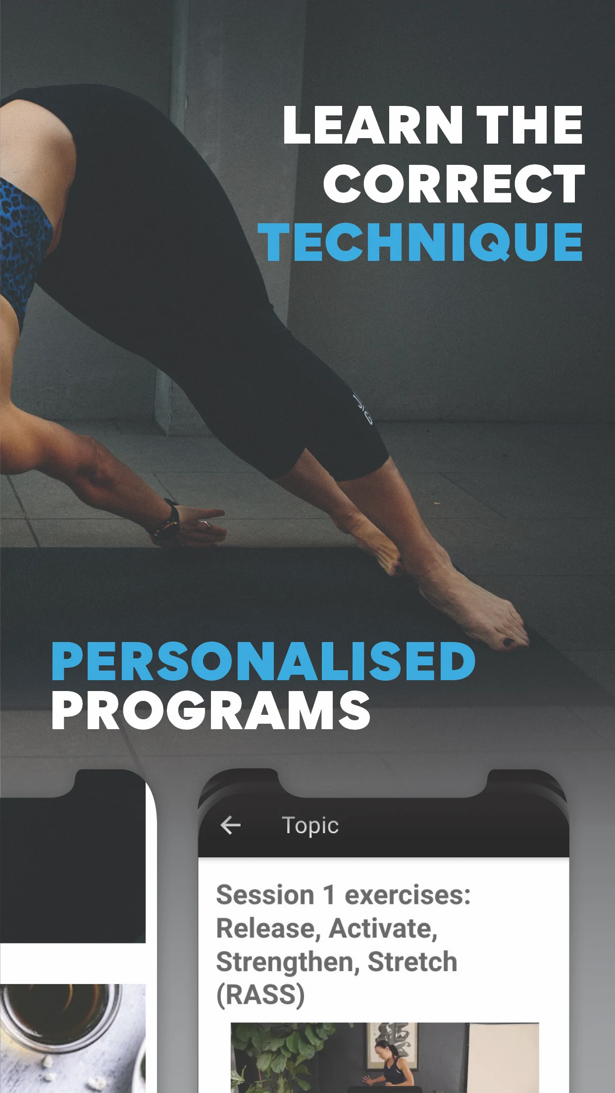 RPX Fitness app screenshot: Personalised programs.